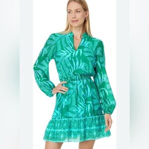Lilly Pulitzer Fiddle Leaf Green Its a Jungle Out There Dress size 14 EUC